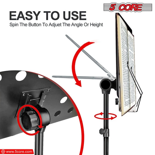 5 Core Music Stand Adjustable Desktop Book Stands w Mic Holder