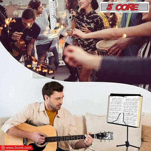5 Core Music Stand Adjustable Desktop Book Stands w Mic Holder