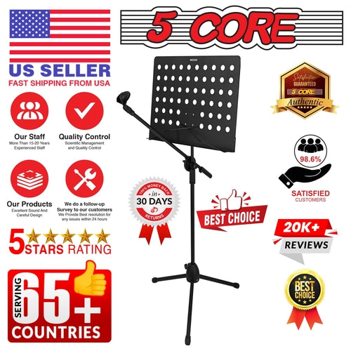 5 Core Music Stand Adjustable Desktop Book Stands w Mic Holder